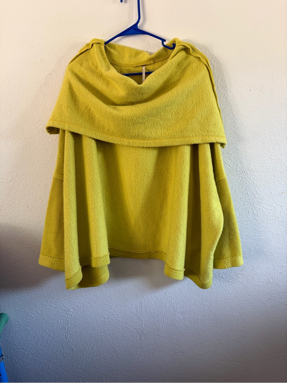 Free People Lime Green Off-Shoulder Poncho Sweater
